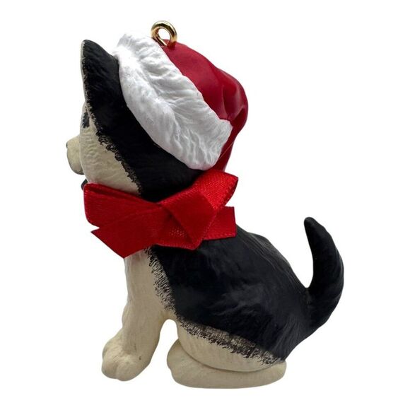 Hallmark Christmas Ornament Puppy Love German Shepard Dog 1999 Wearing Santa Hat - Picture 3 of 5